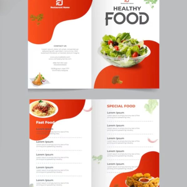 Menú de restaurante de comida saludable